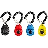 Dog Training Clicker with Wrist Strap - Pet Training Clicker, Big Button Clicker Set, 4-Pack