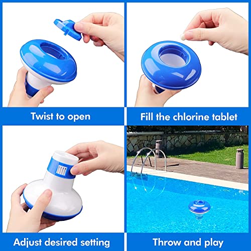 Swimming Chlorine Tablets, 500g Pool Chlorine Tablets with Chlorine Tablets Floater Pool Supplys Chlorinating Tablets Above Ground Pool Accessories for Swimming Pools Hot Tubs Spas