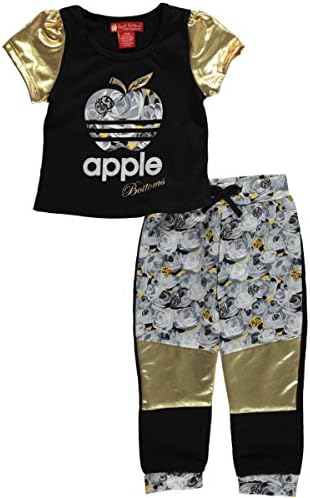 Apple Bottoms Baby Girls' "Swirling Roses" 2-Piece Outfit - black, 12 months