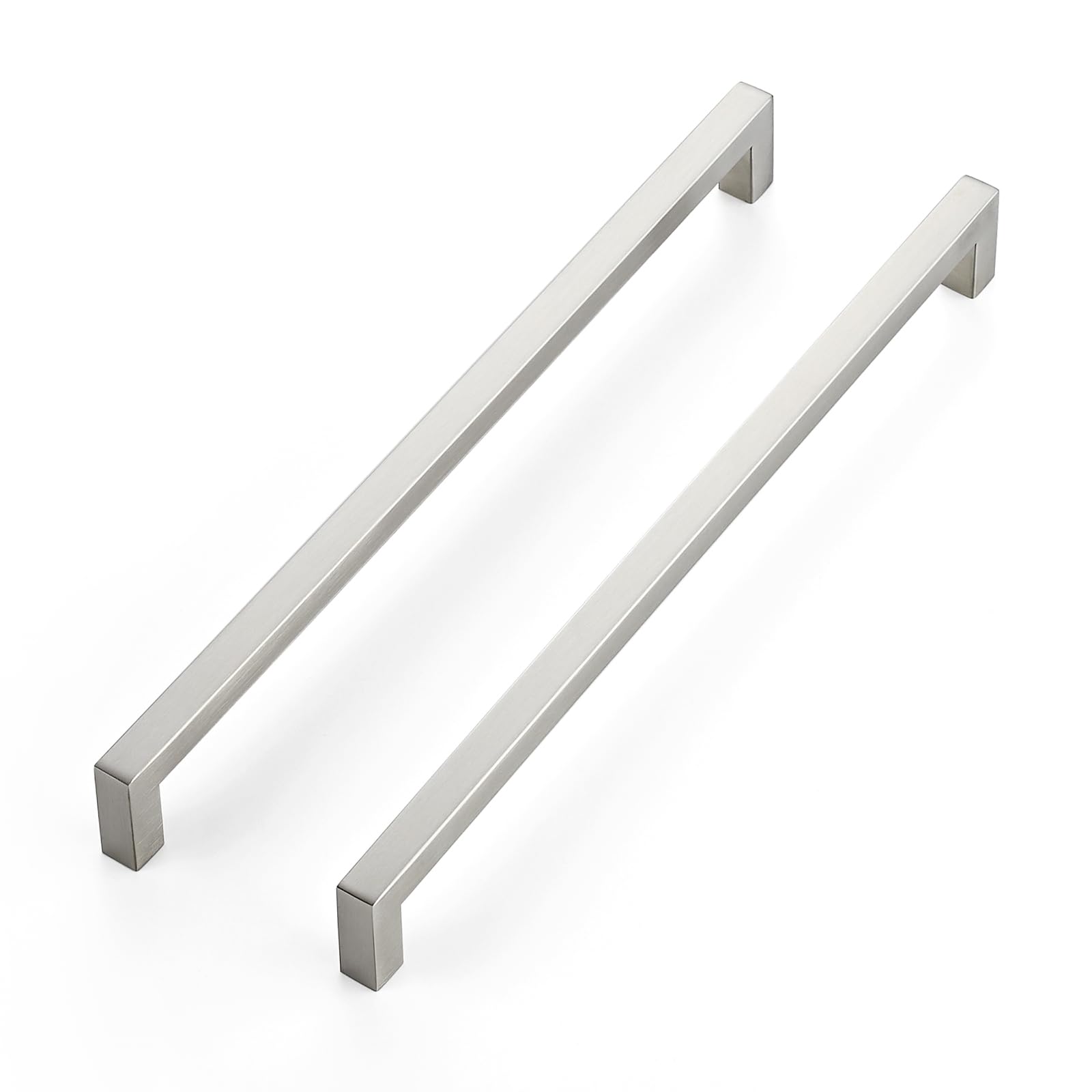 JOY DECOR 12 Pack Cabinet Handles, Brushed Nickel Cabinet Pulls, 11-1/3 Inch Kitchen Closet Handles Square Drawer Pulls Stainless Steel Drawer Hardware, 288mm Hole Centers Image