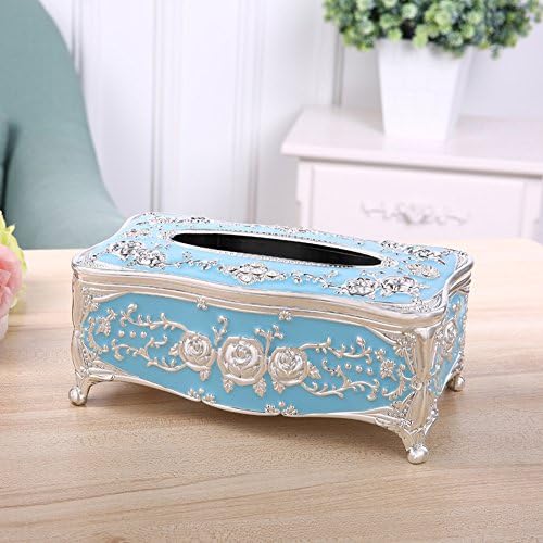 European Style Acrylic Tissue Boxes Dining Table Rectangular Napkin Holder Plastic Tissue Box (Blue-B)