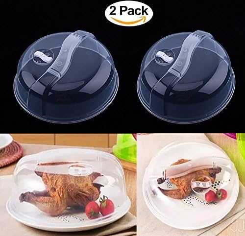 Microwave Plate Cover [BPA FREE] 2 Pack (10.5'') - Crystal Clear, Premium Quality Microwave Food Dish Cover Plate Steam Vent Splatter Lid By XERUS