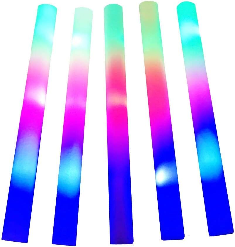 20 PCS Glow Foam Sticks Light Up Foam Sticks Three Modes Color Changing Glow Party Supplies for Halloween, Raves, Concert