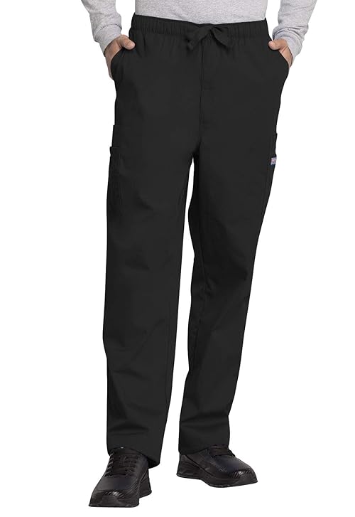 Cherokee Men's Big Originals Cargo Scrubs Pant, Black, Medium Tall