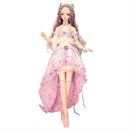 Amazon 夢のおとぎ話60cm 26関節女の子シミュレーションbjdドレス人形人形おもちゃの王女のポーズコレクション 60cm 紫 陽 人形 ドール おもちゃ