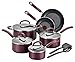T-fal 2100094331 12 Piece Color Luxe Hard Titanium Nonstick Thermo-Spot Cookware Set, Red