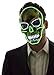 NEON NIGHTLIFE Light Up Skull Mask, Scary Skeleton Death Mask, Halloween LED Grim Reaper Costume, Green & White