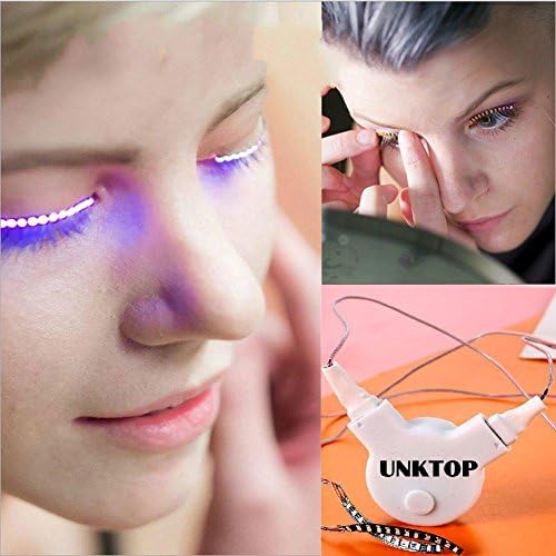 LED Eyelashes UNKTOP Waterproof LED Light F. Lashes Luminous Shining Charming Eyelid Tape for Party Bar NightClub Concerts Birthday Gift Halloween-White