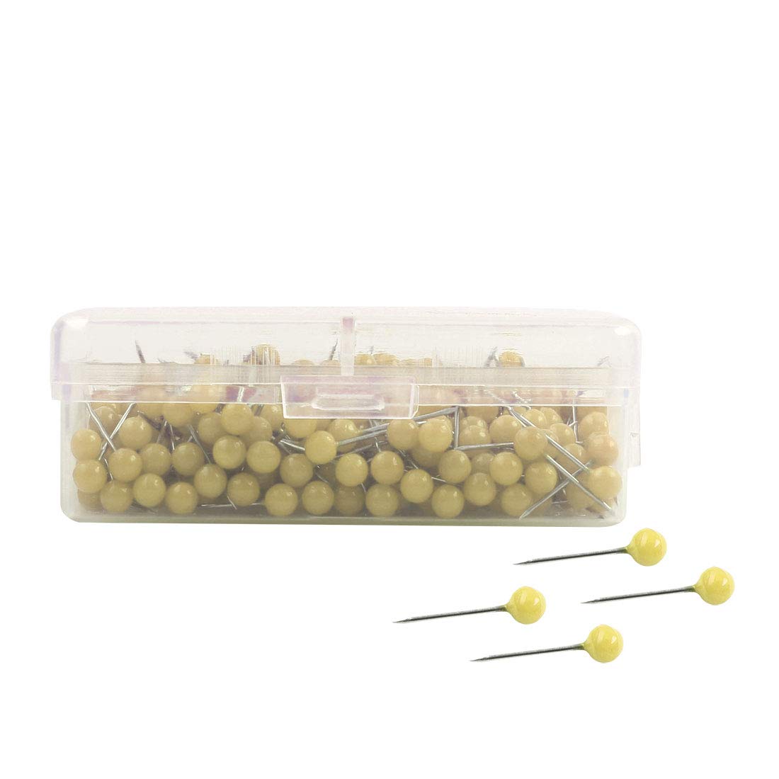 sourcing map 500pcs 1/8 Inch Map Push Pins Thumb Tacks Round Head Tacks Cork Boards Picture Hanging for Home Office Yellow