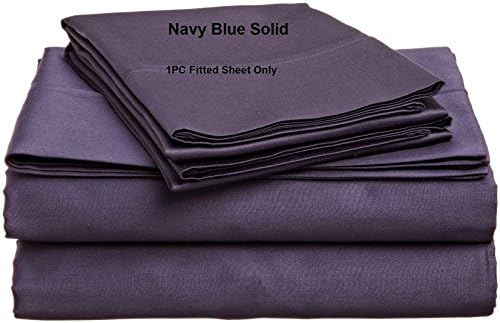 Craftique Beddings Egyptian Cotton 300-Thread-Count Super Soft Extra Deep Pocket Fitted Sheet Emperor Solid Navy Blue Fit Up to 12" inches Deep Pocket Emperor Elastic All Around