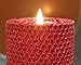 80 Hour-6 Inch Natural Beeswax Hybrid Pillar Glitter Candle, Ruby Red Color