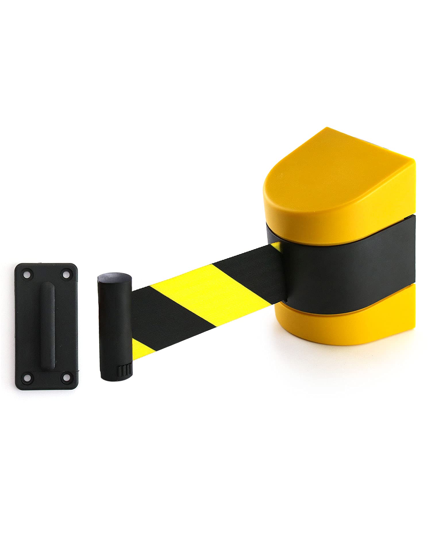 Photo 1 of QWORK Fixed Wall Mount Retractable Belt Barrier, ABS Case 16 ft, Black and Yellow Safety Belt with Screws