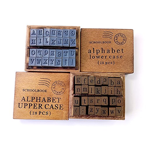 28pcs/set Wooden Rubber Alphabet Stamp in Lower case and Upper case - Thumbnail 4