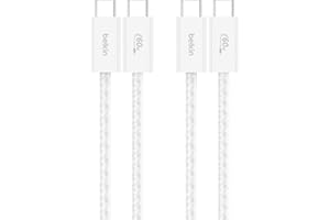 Belkin USB C to USB C Cable 2-Pack, 3.3ft, 60W - Type C Charger, iPhone Charger Cord, Soft, Braided, Flexible for iPhone 17, Galaxy S25, Pixel 10, Airpods, iPad Pro & More, Travel Essentials - White