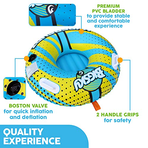 Big Sky Hypershot Towable Tube for 1 Person - Roomy, Durable Boating Tubes for Lake, Beach, River, Snow - Fun Watersports Towables - Quick Inflation and Deflation - One Person Boat Toys and Floats