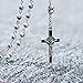 Crystal Rosary Beads 6mm Round Metal with 6pcs Metal Flowers And Cross