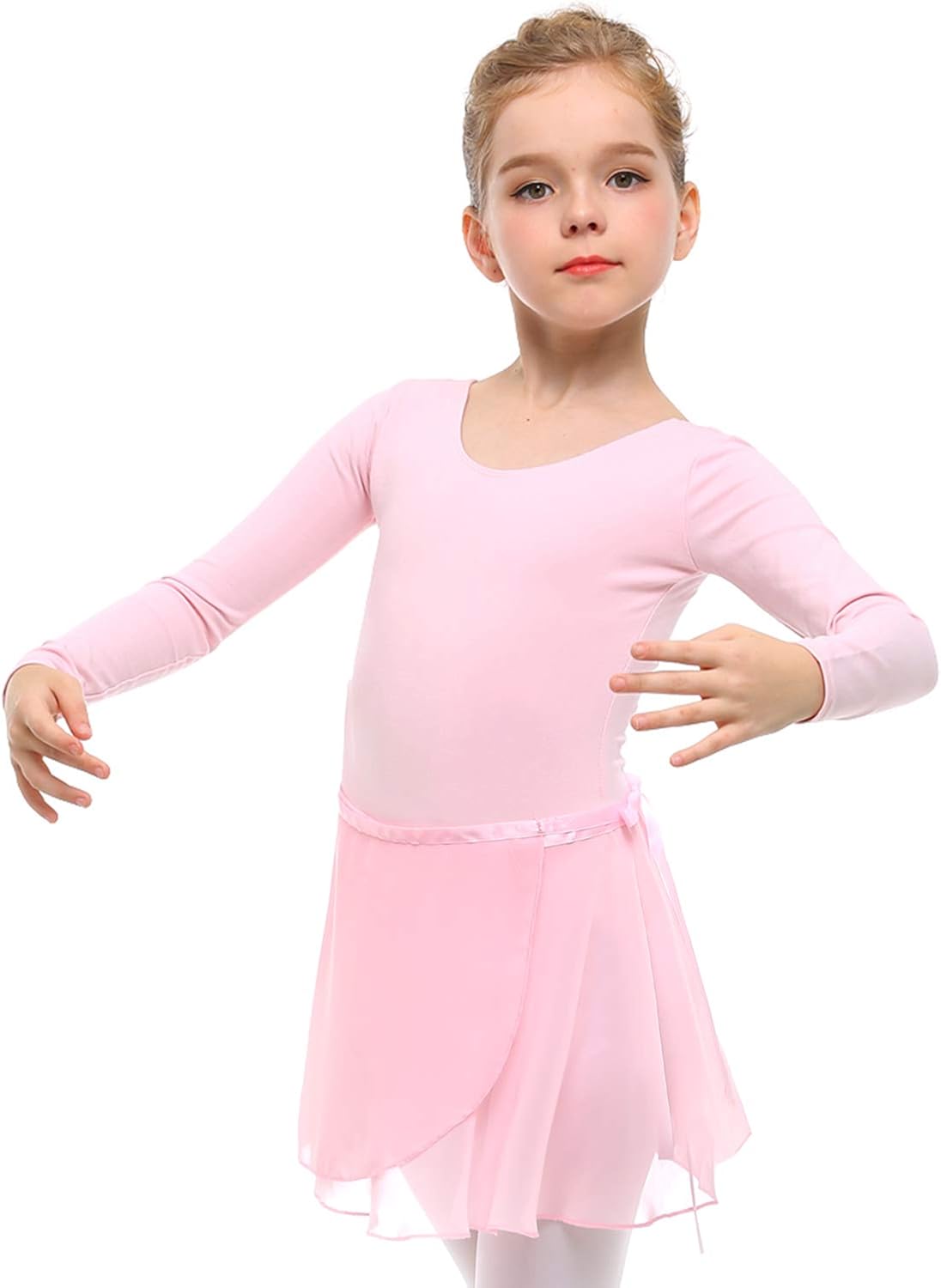 STELLE Girls Long Sleeve Ballet Leotards with Separated Skirt: Clothing