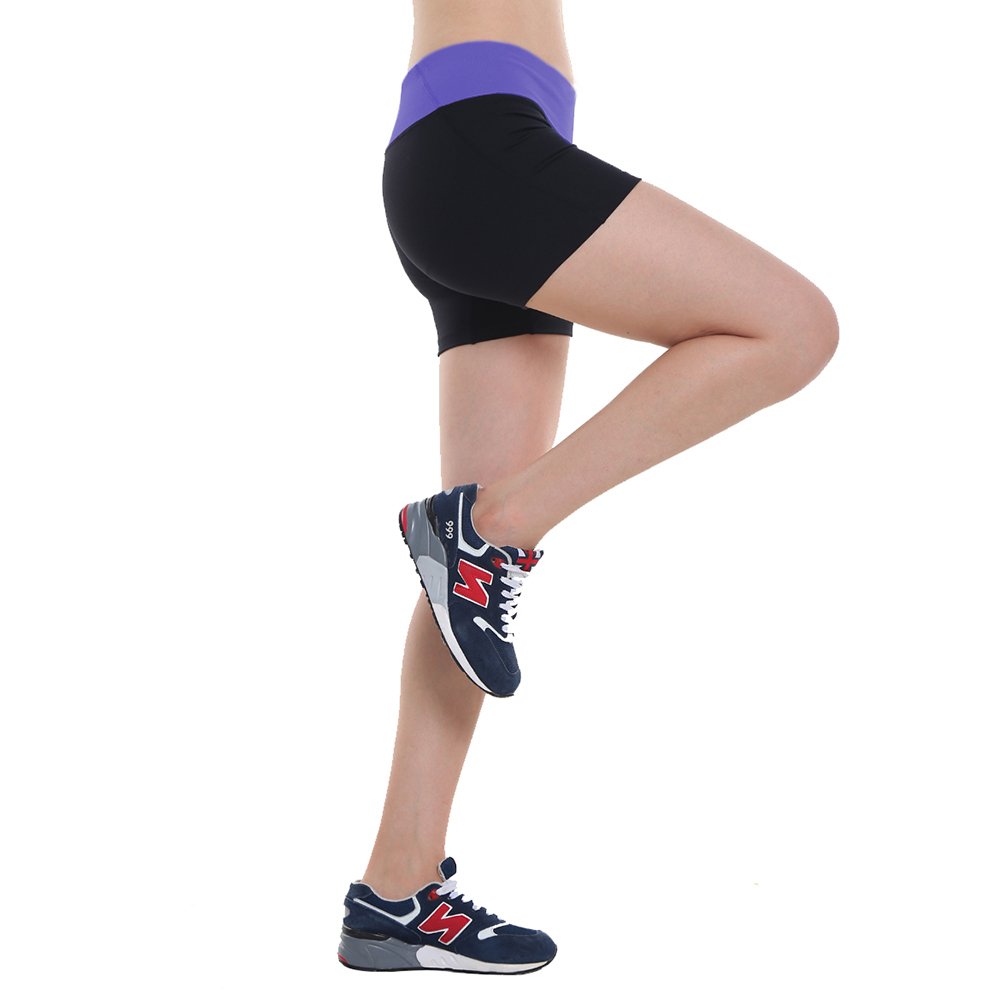 Women\'s Workout Yoga Running Boy Cut Foldover Shorts Inner Pocket