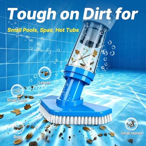 4 in 1 Cordless Rechargeable Small Pool Vacuum spa hot tub 90 Mins Running Time, 12 Gallons/Min Powerful Suction