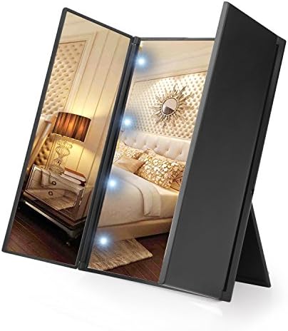 WYAO exquisitely mini Makeup Mirror,Touch Screen 8 LED Lighted Vanity Mirror,makeup mirror with lights ,could as a gift to girl/women work for bathroom/bedroom/travel