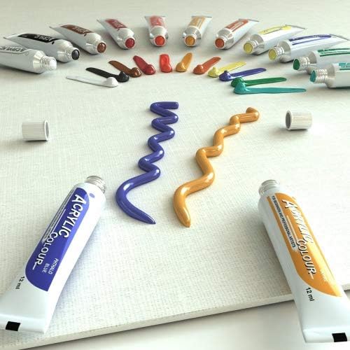 Acrylic Paint | Use on Fabrics, Canvas & much more | Non Toxic Paints for Beginners, Kids, Students and Professional Artists | 24x0.4oz | Rich Pigment Vibrant Colors