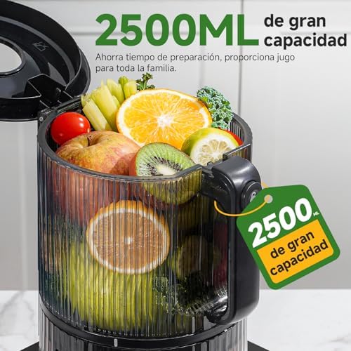 Extractor de Zumo 155 mm con Tolva de 2,5 L, Prensado en Frío