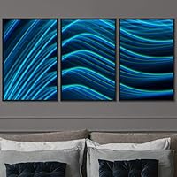3 Piece Framed Canvas Wall Art Abstract Geometric Lights Mixed Media Canvas Prints Home Artwork Decoration for Living Room,Bedroom - 16