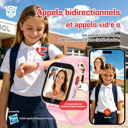 Transformers 4G Children's Smart Watch, Children's Phone Watch with GPS, Video Call/Voice Chat Fashion School Pedometer IP68 Waterproof Smartwatch for Boys Girls