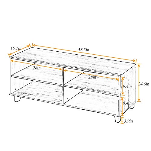 image for DlandHome TV Stand WF-TVG001WT, 4-Cube, 58