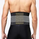 Lower Back Support Belt For Men And Women - Black Waist Support Wrap Perfect Lumbar Brace To Relief Back Pain Including 6 Massager Bars, Adjustable & Breathable Material