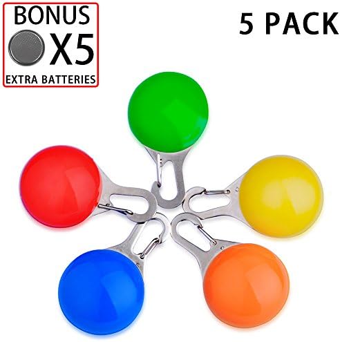 Clip on Dog Collar LED Lights , Sinospore 5 sets (Battery included with additional 5pcs)Pet Outdoor Safety Light great for Cyclists, Runners and Dog Cat Walkers Flashing Color Light
