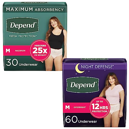 Adult Incontinence Underwear Bundle: Depend Fresh Protection Underwear for Wome…