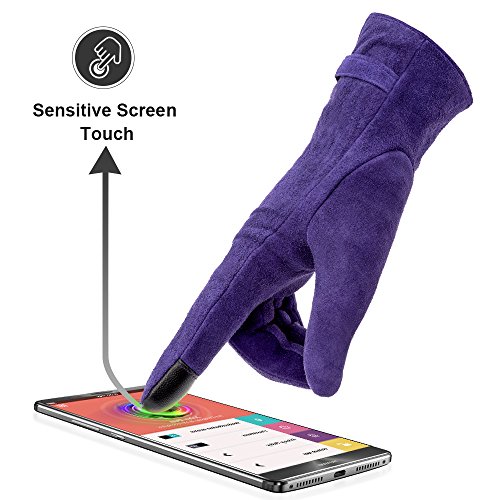 image for OZERO Thermal Gloves Girls and Womens Wool Texting Winter Gloves with 