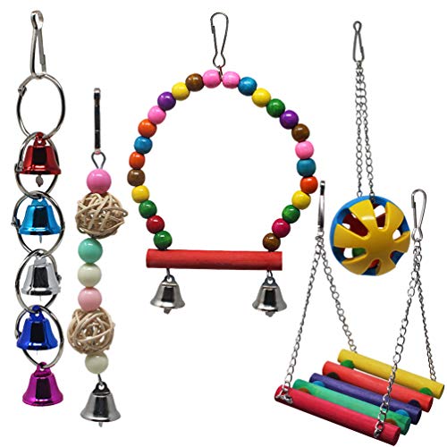 Miayon Bird Parrot Toys, 5pcs Bird Chewing Toys Cage Hammock Swing Toy for Small Conures, Parrots, Parakeets Cockatiels