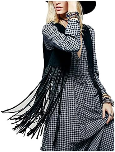 Tidecloth Women's Stylish Leisure time Open Front Slim Fit Vest Black US 6