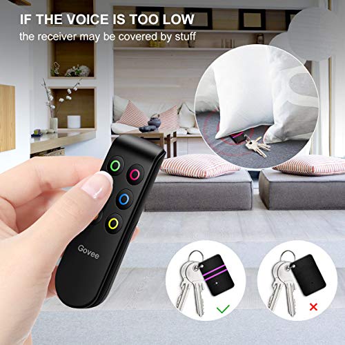 Key Finder, Govee Wireless RF Item Locator Item Tracker with Remote, 1 RF Transmitter and 6 Receivers for Car Keys Pets Purse - Wireless Key RF Locator, Wallet Tracker, Wall Mounted Version