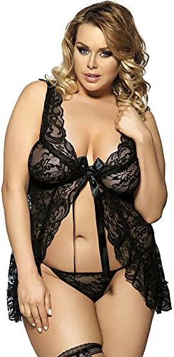 Women Lace Babydoll Sleepwear See-through Nightwear Lingerie Outfits Plus Size