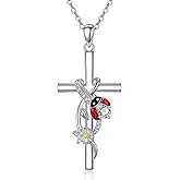 VONALA Ladybug Necklace for Women 925 Sterling Silver Infinity Dasiy Cross Necklace Ladybug Jewelry Gifts for Her