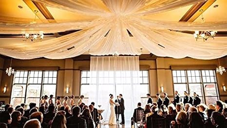 Amazon Com Pk Shop White Ceiling Draping Sheer Voile Chiffon