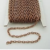 BeadsTreasure 15ft Spool-Antiqued Copper Round Cable Unfinished Chain-3x2x0.6mm Jewelry Making Supply.
