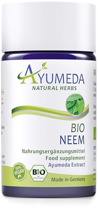 Ayumeda Bio Neem Extrakt | 60 Kapseln, 123mg | Niem, Neembaum, Azadirachta indica | BIO QUALITÄT MADE IN GERMANY, 100% VEGAN