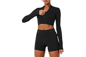 LASLULU Womens Cropped Jackets Half Zip Long Sleeve Seamless Workout Sweatshirts Lightweight Casual Tops