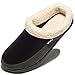 NewDenBer Men's Warm Memory Foam Suede Plush Fleece Lined Slip on Indoor Outdoor Clog House Slippers (10.5-11.5 D(M) US, Black Grey)