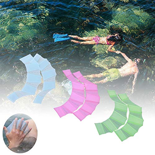 Suntrade 2Pairs Silicone Swimming Flippers Hand Swim Webbed Training Size S/M/L Fins Paddle Dive surf (Blue, M)