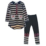Little Girls Cute Cartoon Long Sleeve Sets 2-7 Striped Top Leggings