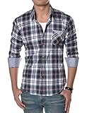 TheLees Mens Casual Long Sleeve Stripe Patch Checker Shirts
