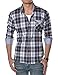 TheLees Mens Casual Long Sleeve Stripe Patch Checker Shirts