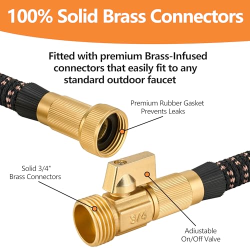 50 ft Garden Hose - Expandable Garden Hose with 10 Function Spray Nozzle - Kink-Free, Lightweight, Durable, Flexible, 2026 New Retractable Water Hoses for Yard, Lawn, Gardening(Black Rose gold)