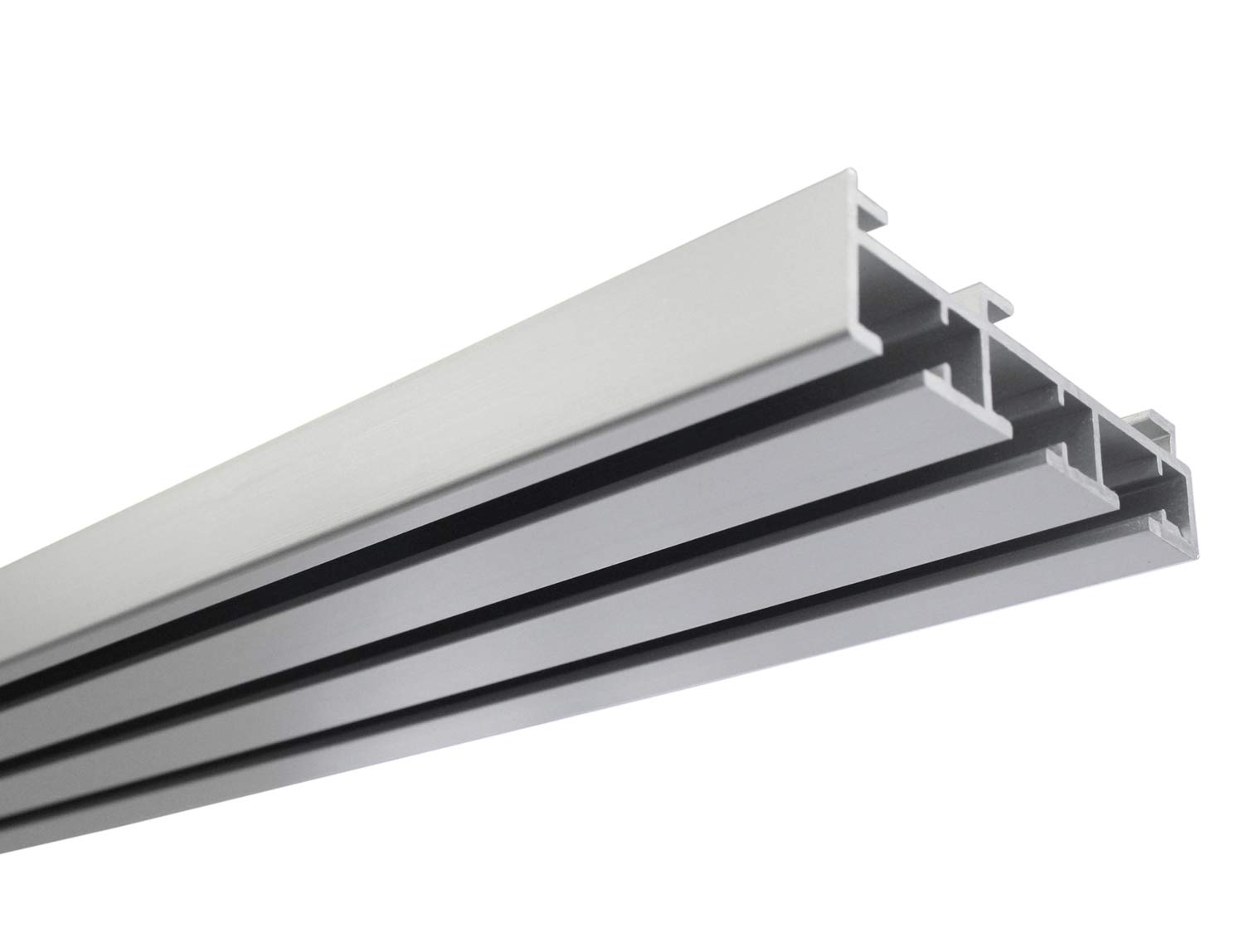 GARDINIA Panel Curtain Rail 3-Track Curtain Rail for Wall or Ceiling Mounting, For Sliding Curtains, Atlanta Series, Aluminium, 160 cm, Silver
