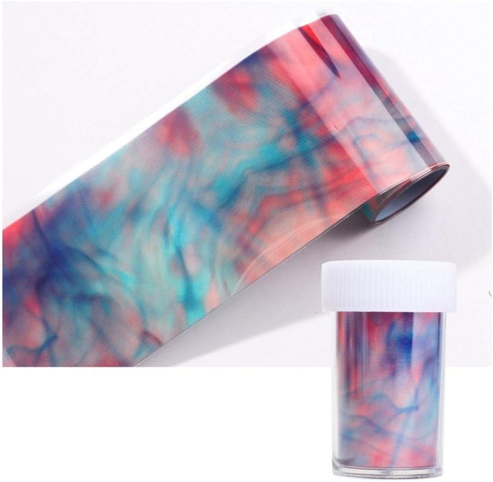 Holographic Nail Foils,Women Beauty 3D Decor Colorful Marble Holographic Nail Art Sticker Nail Transfer Foil Nail Decal Starry Sky(WY108)